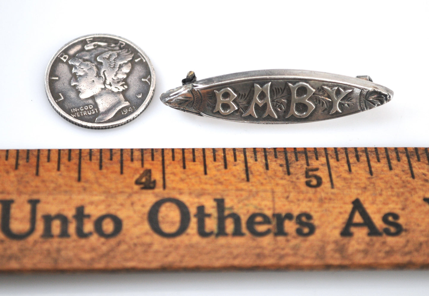 Antique Sterling Silver BABY Pin