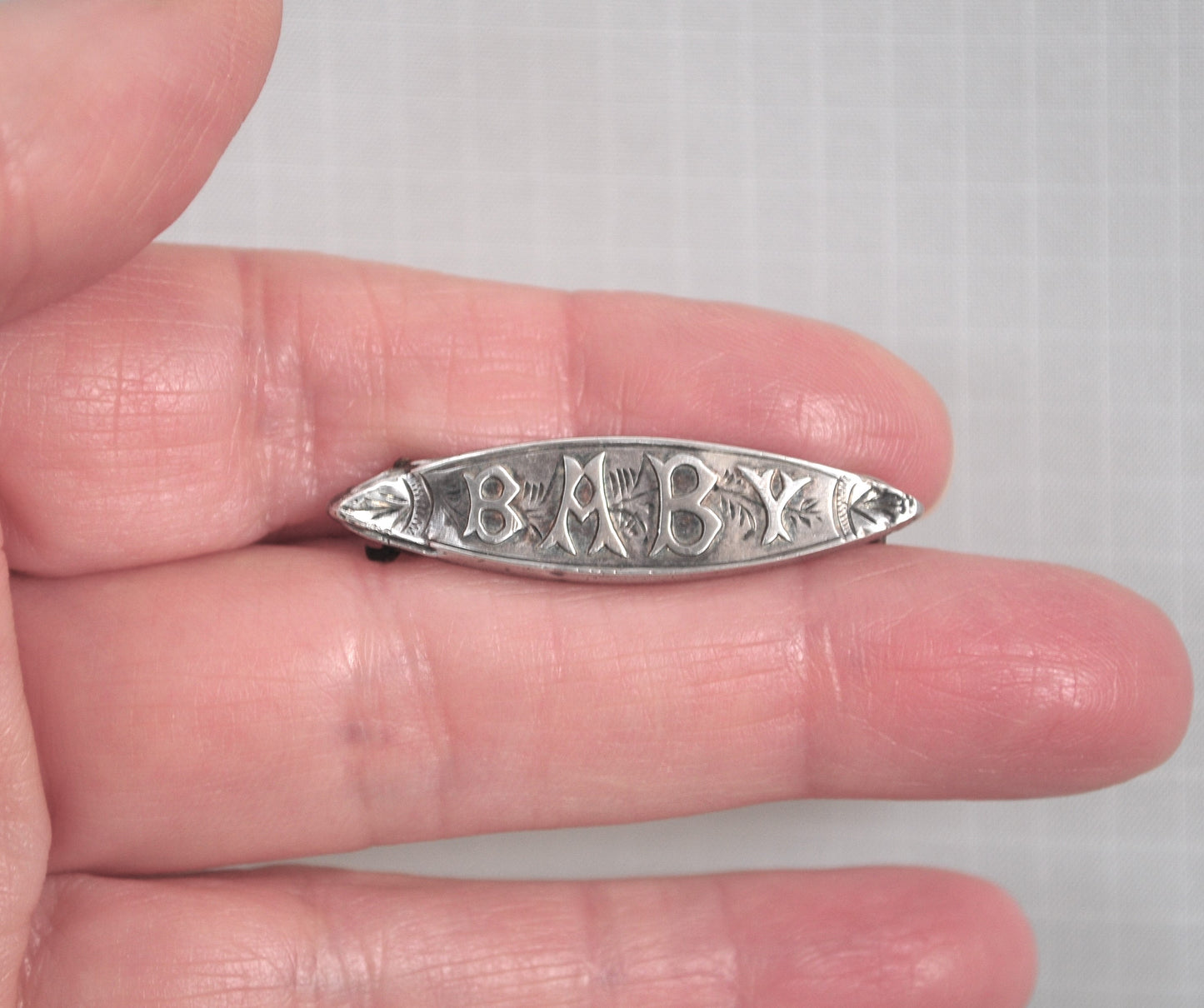 Antique Sterling Silver BABY Pin