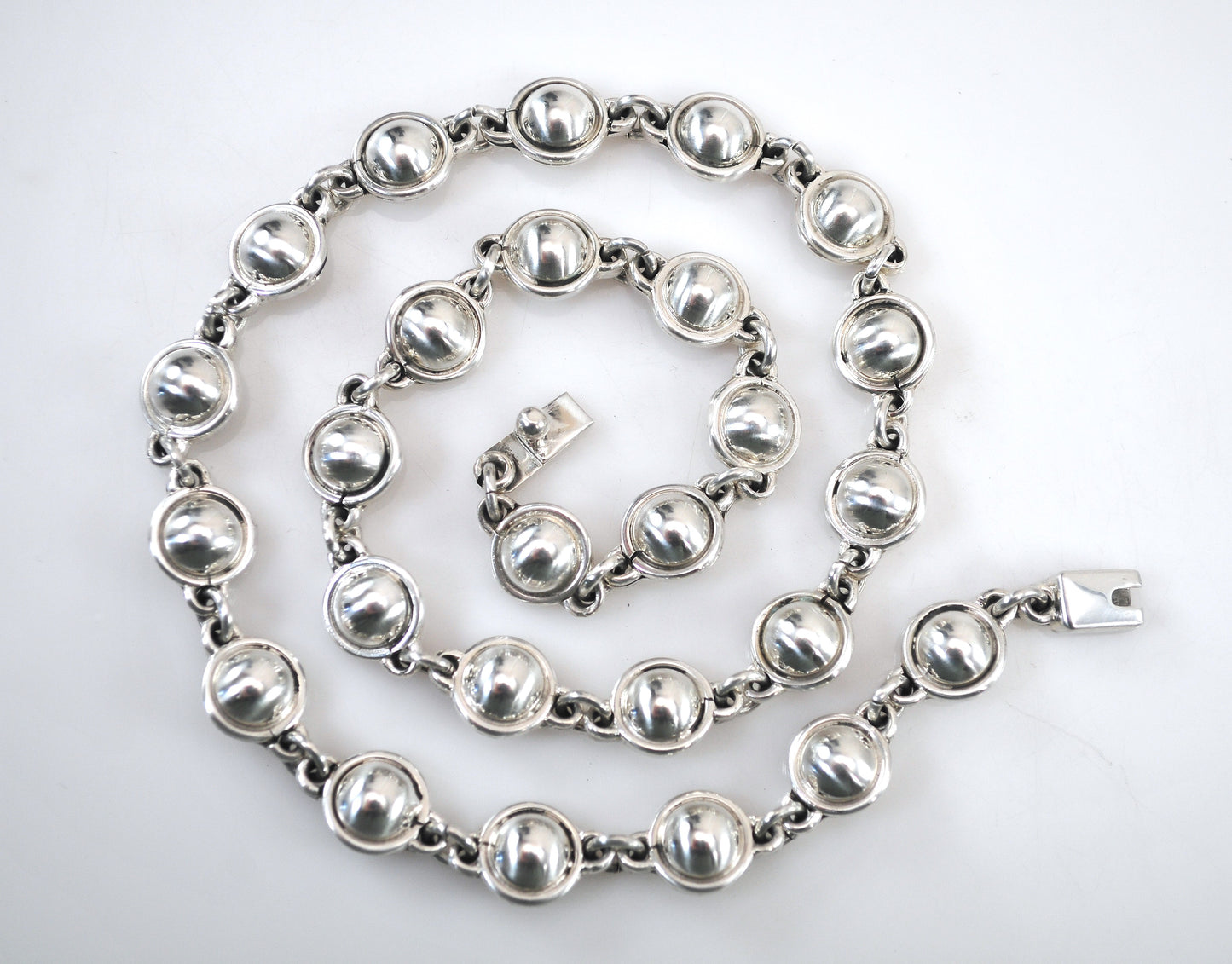 Heavy Sterling Silver Dome Circle Necklace