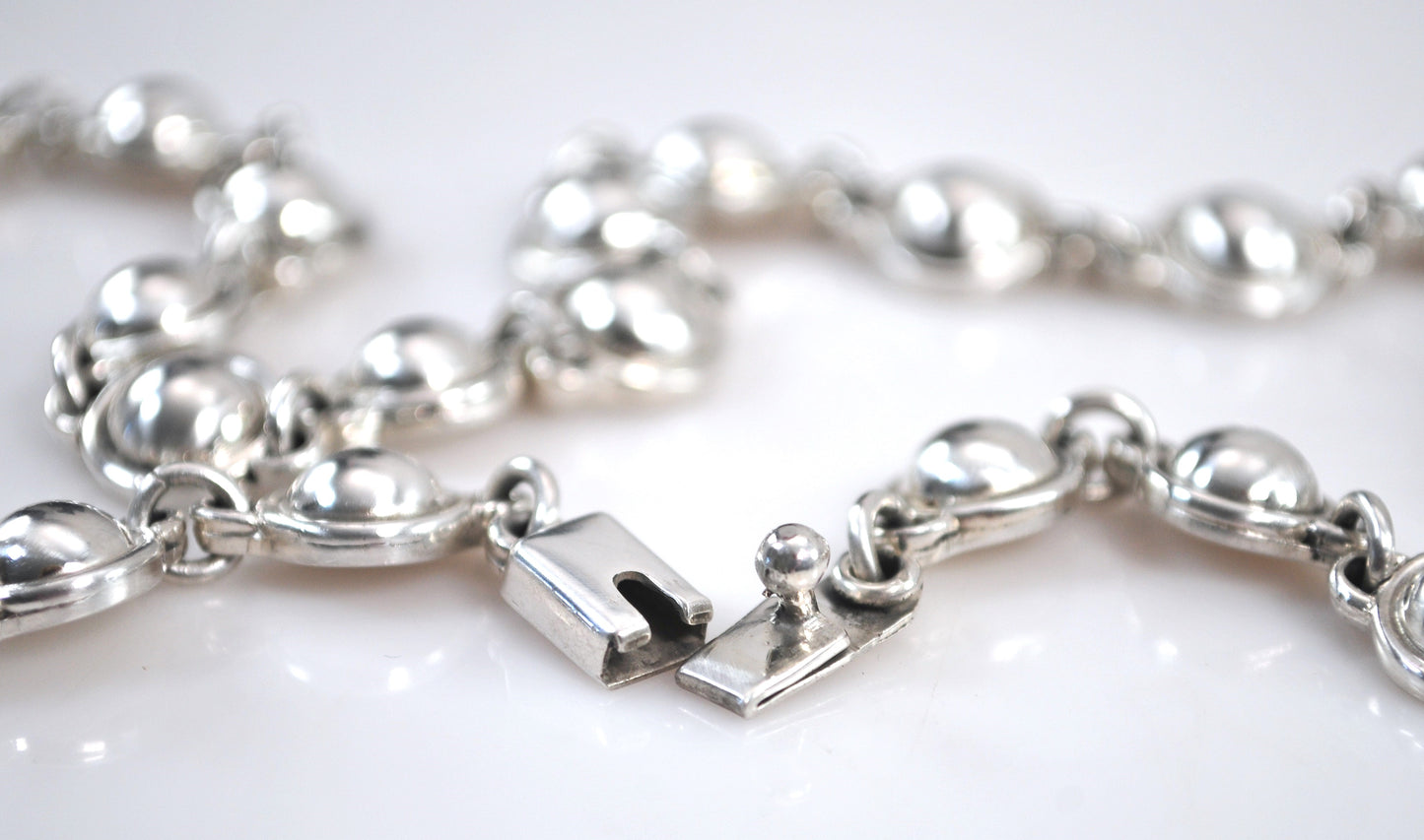 Heavy Sterling Silver Dome Circle Necklace