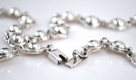 Heavy Sterling Silver Dome Circle Necklace