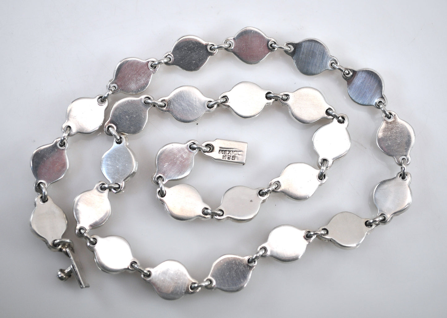 Heavy Sterling Silver Dome Circle Necklace