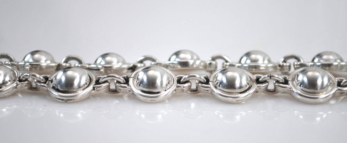 Heavy Sterling Silver Dome Circle Necklace