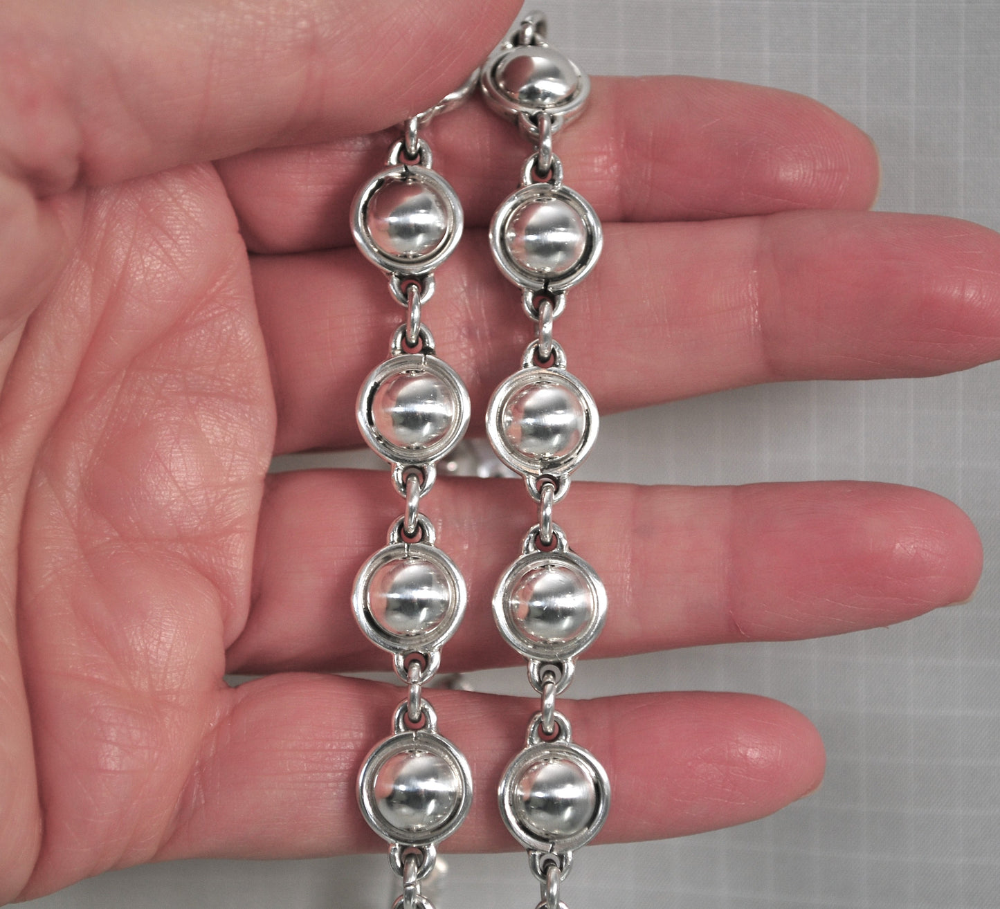 Heavy Sterling Silver Dome Circle Necklace
