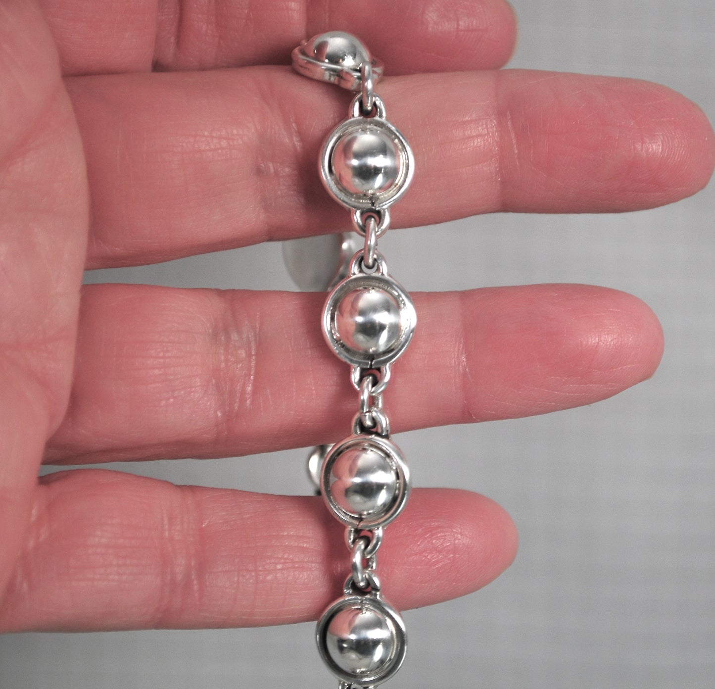 Sterling Silver Dome Circle Bracelet