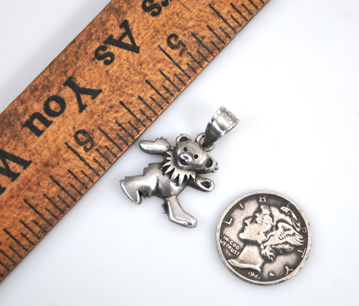 Signed Sterling Silver Grateful Dead Dancing Bear Pendant