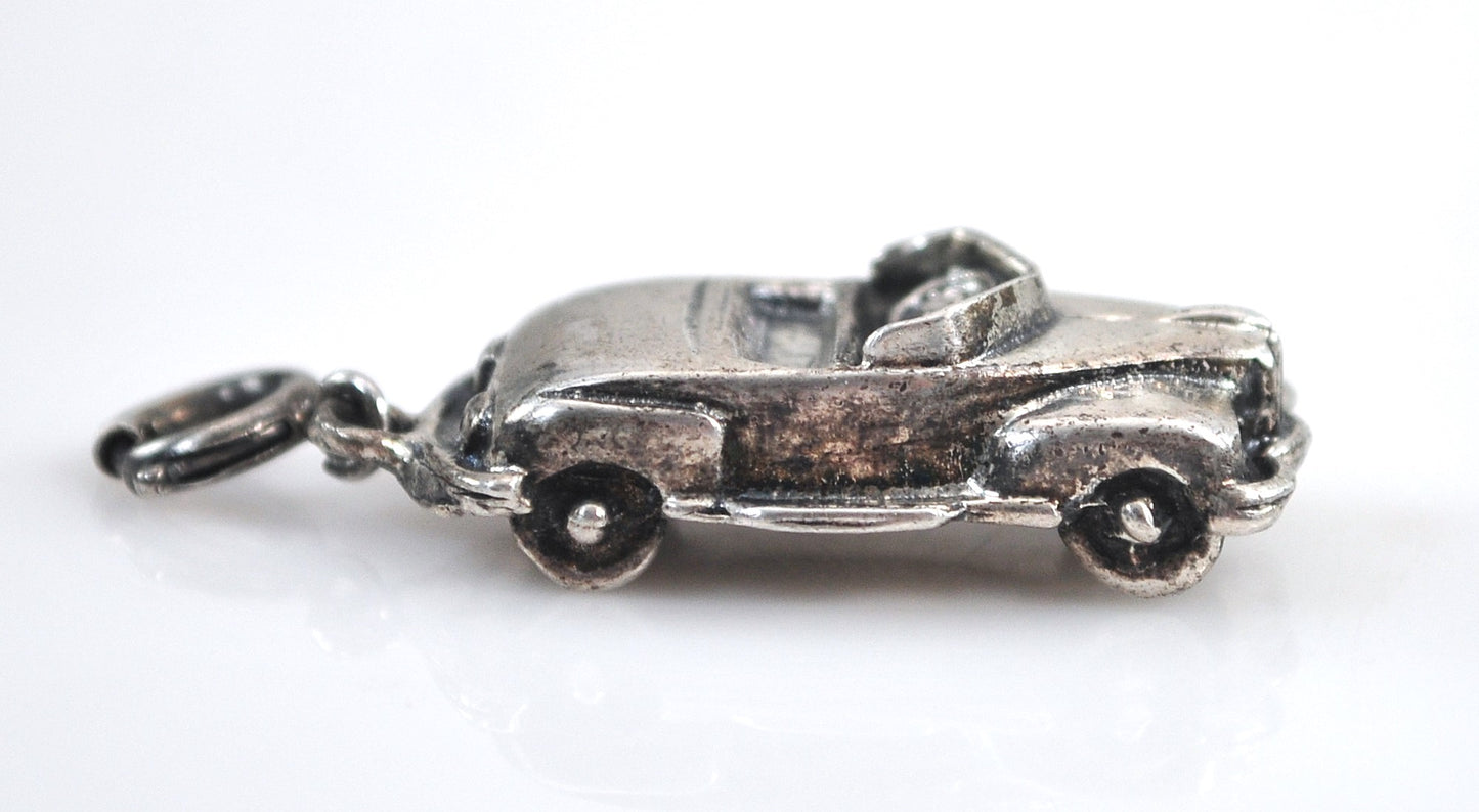 Vintage Sterling Silver Car Charm Pendant