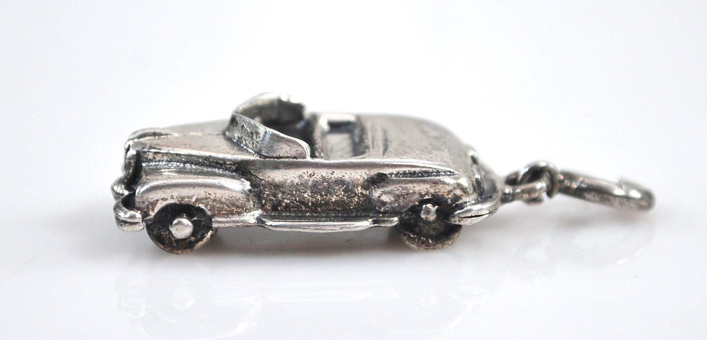 Vintage Sterling Silver Car Charm Pendant