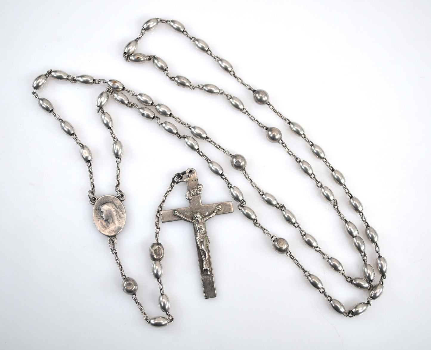 As is - Antique Vintage Sterling Silver Saint Rosary Beads