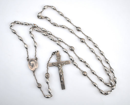 As is - Antique Vintage Sterling Silver Saint Rosary Beads