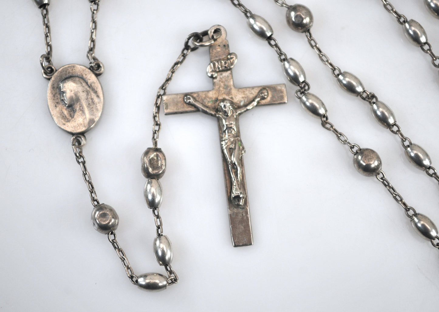 As is - Antique Vintage Sterling Silver Saint Rosary Beads