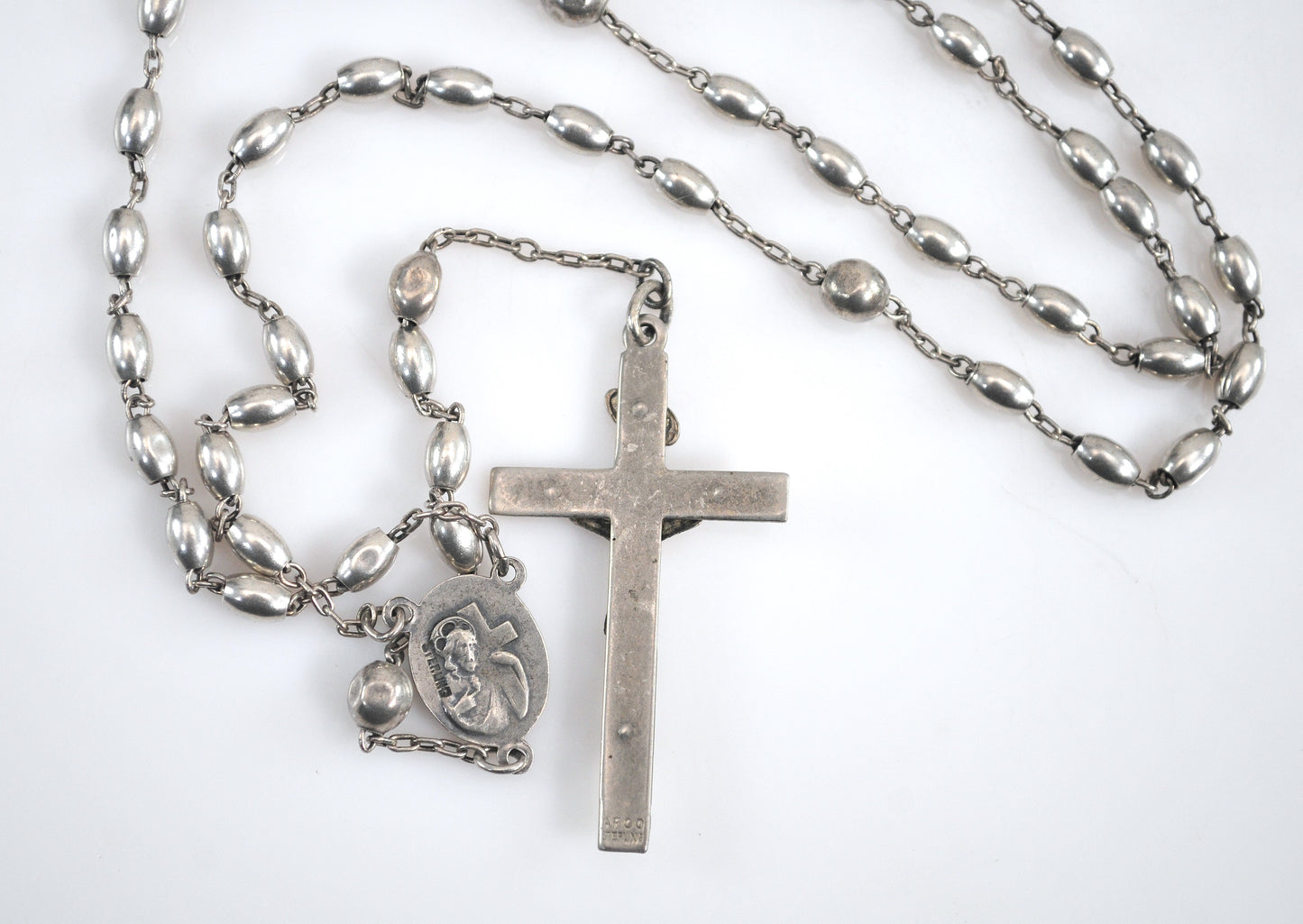 As is - Antique Vintage Sterling Silver Saint Rosary Beads