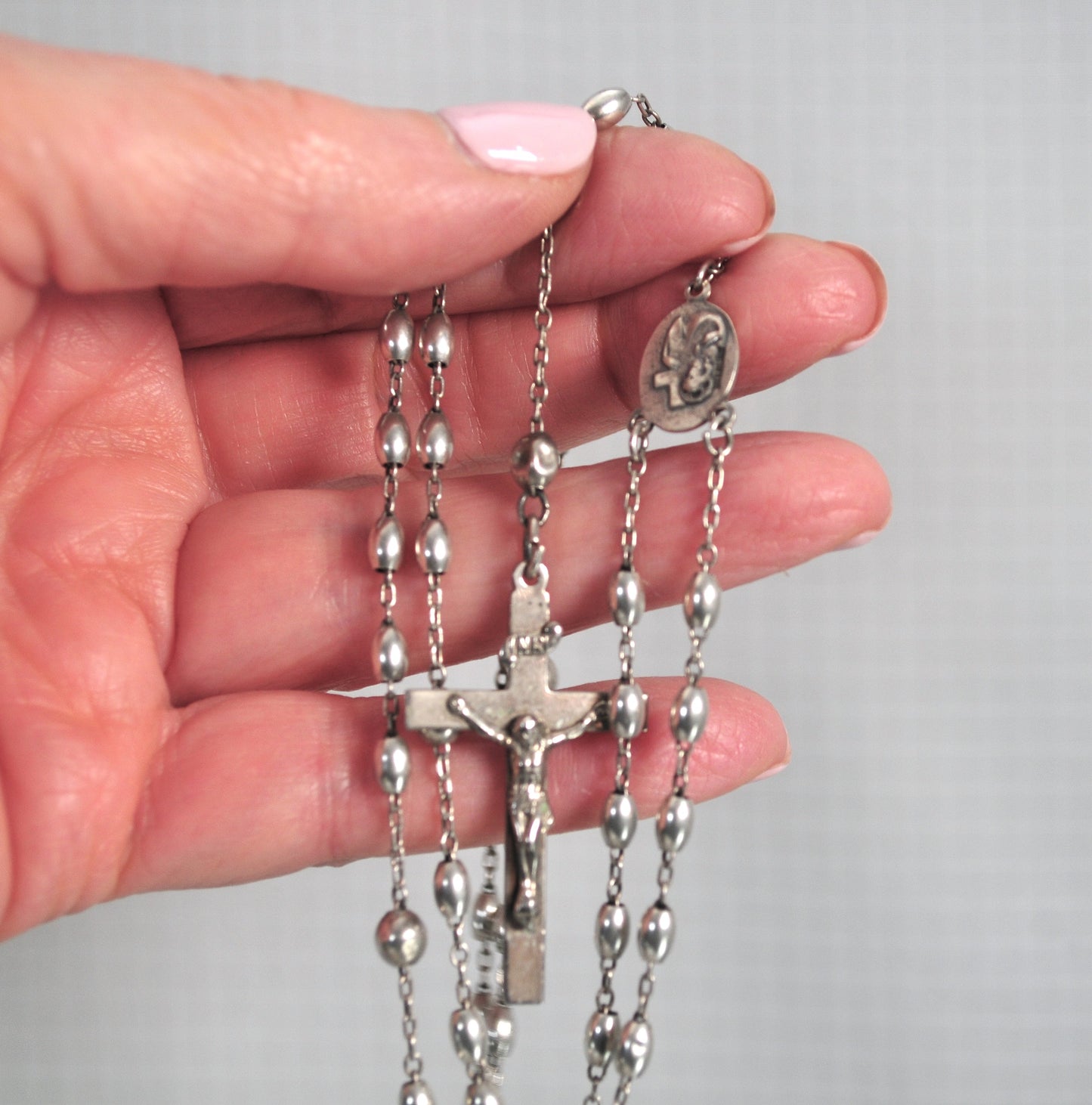 As is - Antique Vintage Sterling Silver Saint Rosary Beads