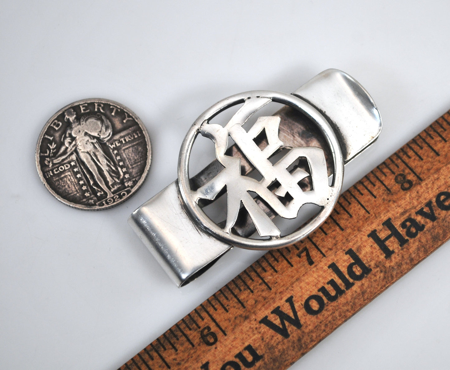 Vintage Sterling Silver Good Luck Money Clip