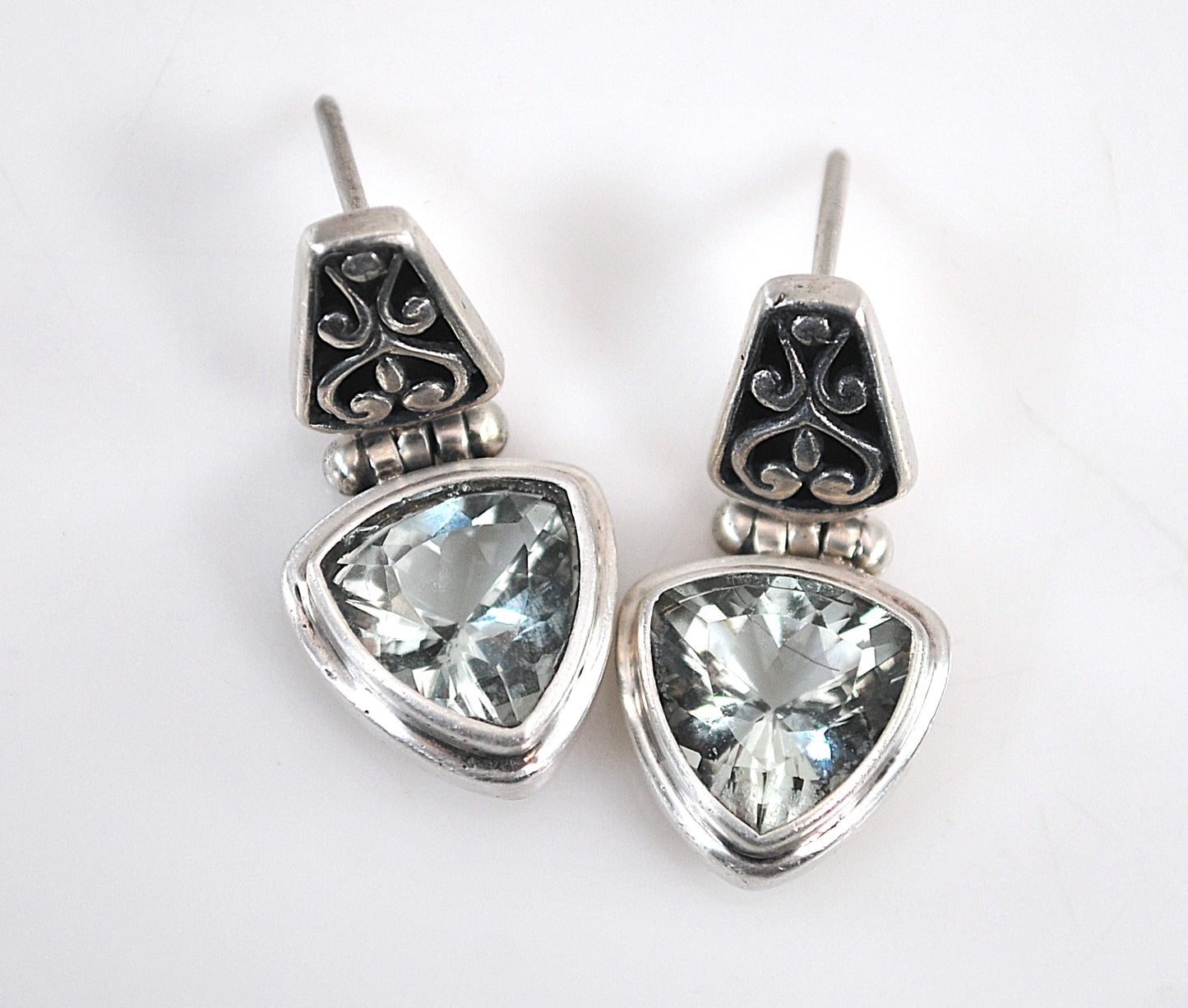 Sterling Silver Green Amethyst Earrings