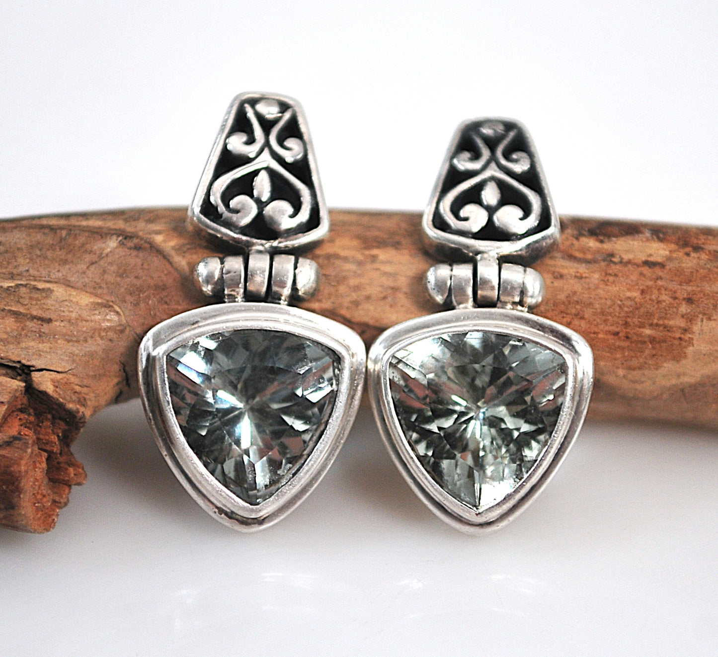 Sterling Silver Green Amethyst Earrings