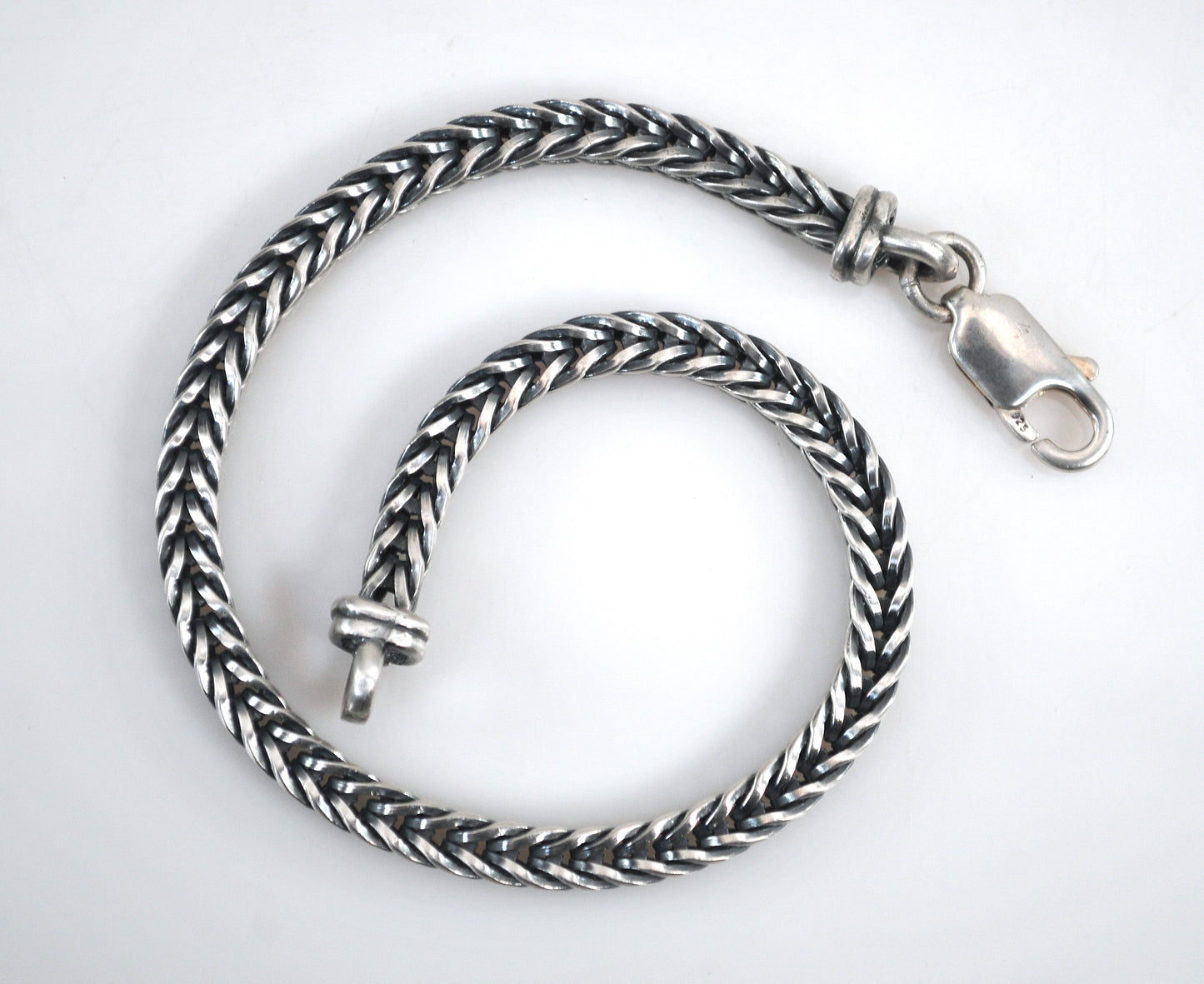 9 inch Sterling Silver Square Wheat Link Bracelet, Ankle Bracelet