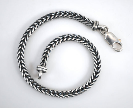 9 inch Sterling Silver Square Wheat Link Bracelet, Ankle Bracelet