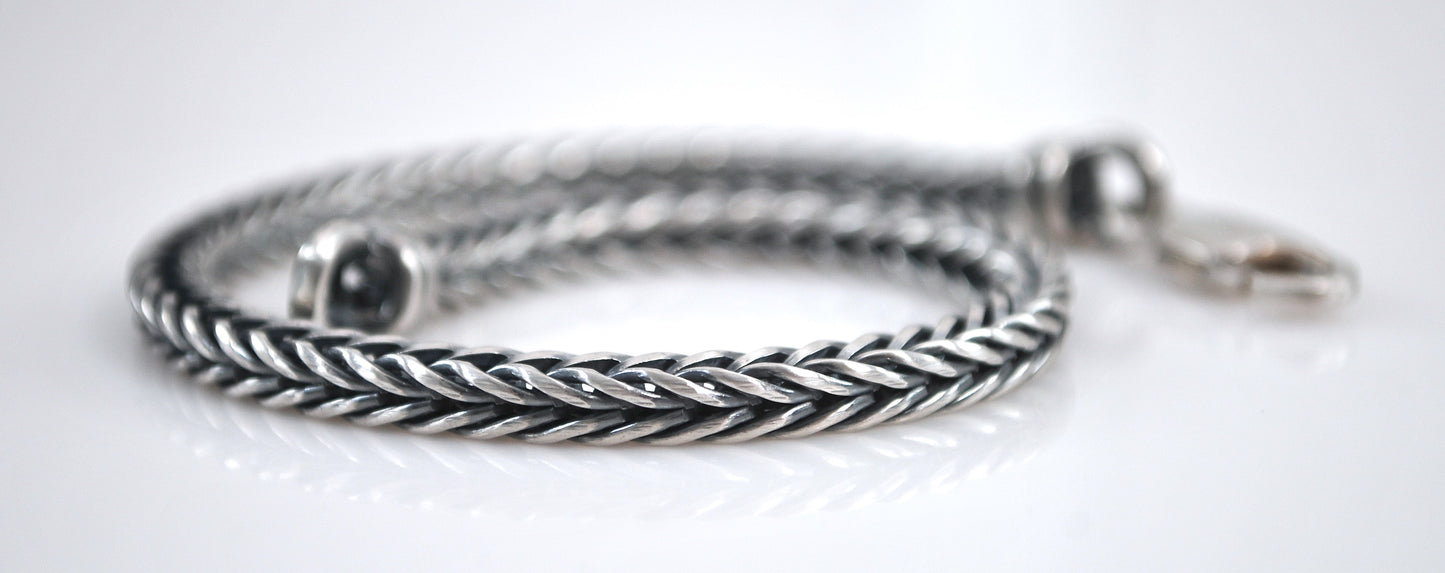 9 inch Sterling Silver Square Wheat Link Bracelet, Ankle Bracelet