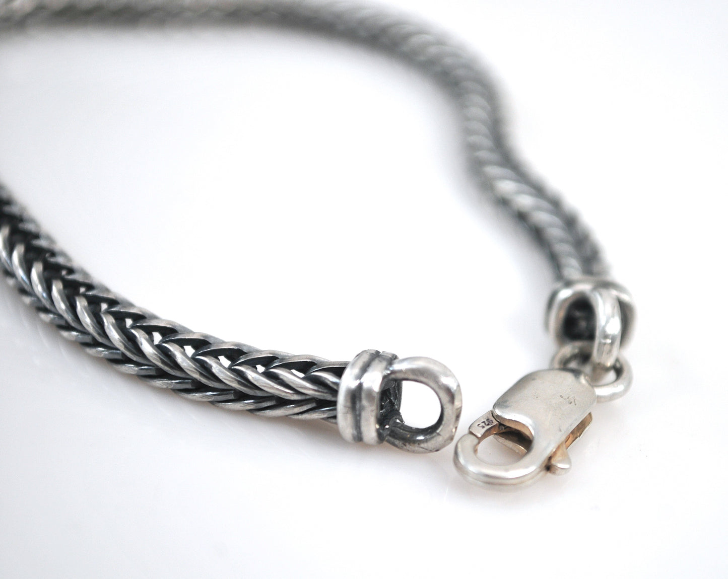 9 inch Sterling Silver Square Wheat Link Bracelet, Ankle Bracelet