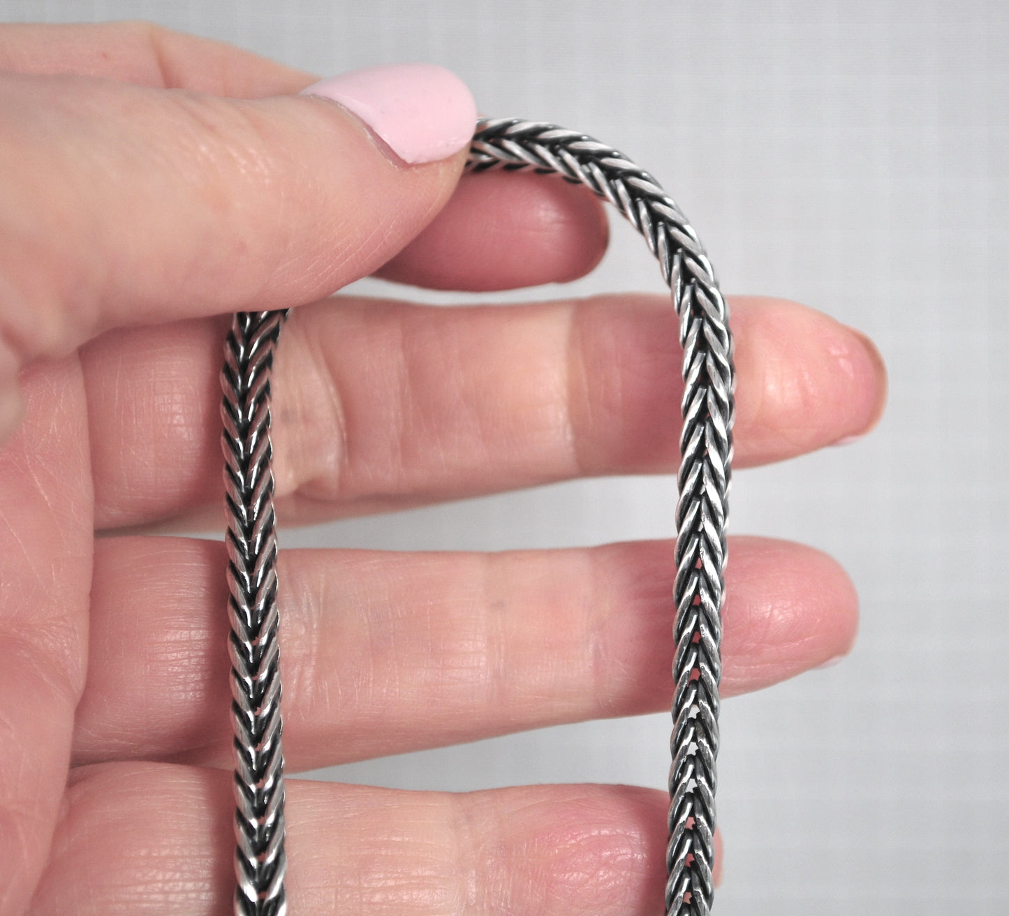 9 inch Sterling Silver Square Wheat Link Bracelet, Ankle Bracelet