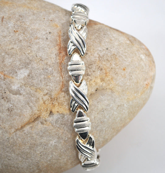 Sterling Silver X O Link Bracelet