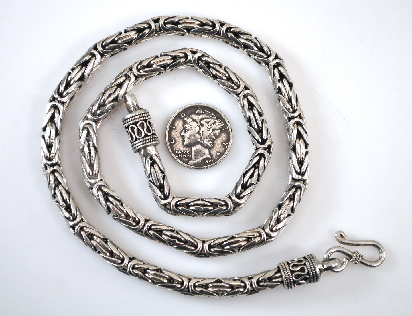 Heavy Sterling Silver Box Byzantine Choker Chain Necklace