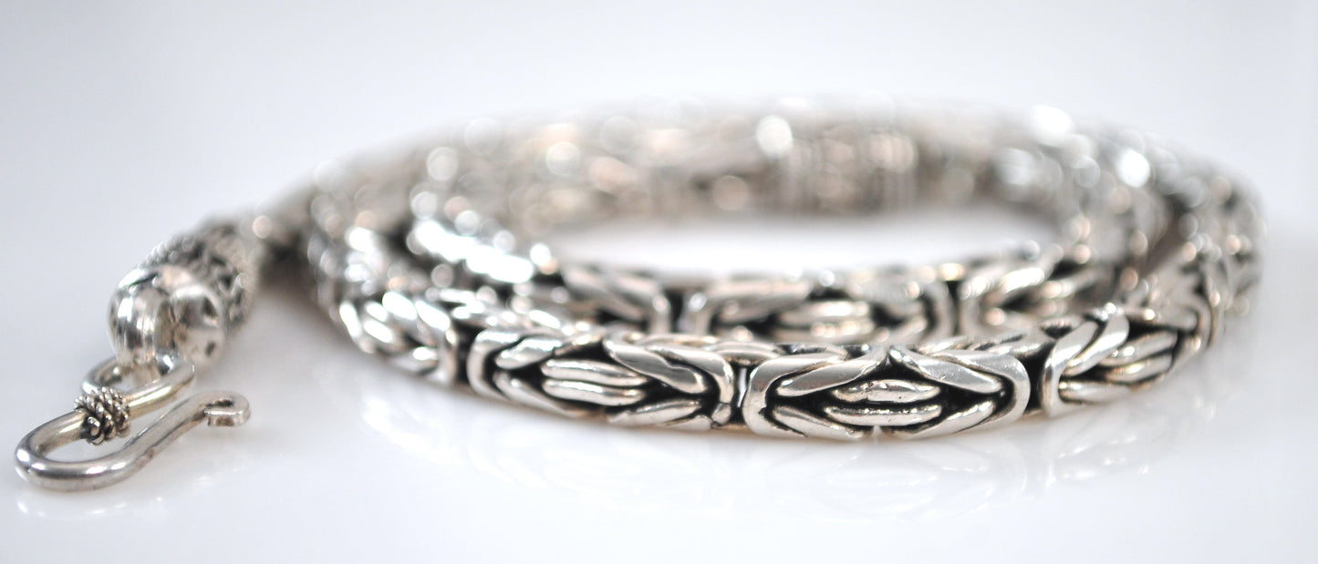 Heavy Sterling Silver Box Byzantine Choker Chain Necklace