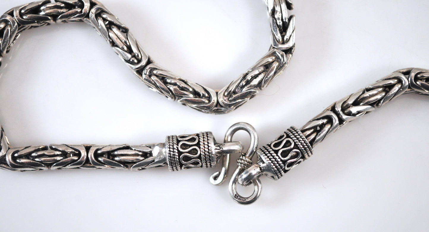 Heavy Sterling Silver Box Byzantine Choker Chain Necklace