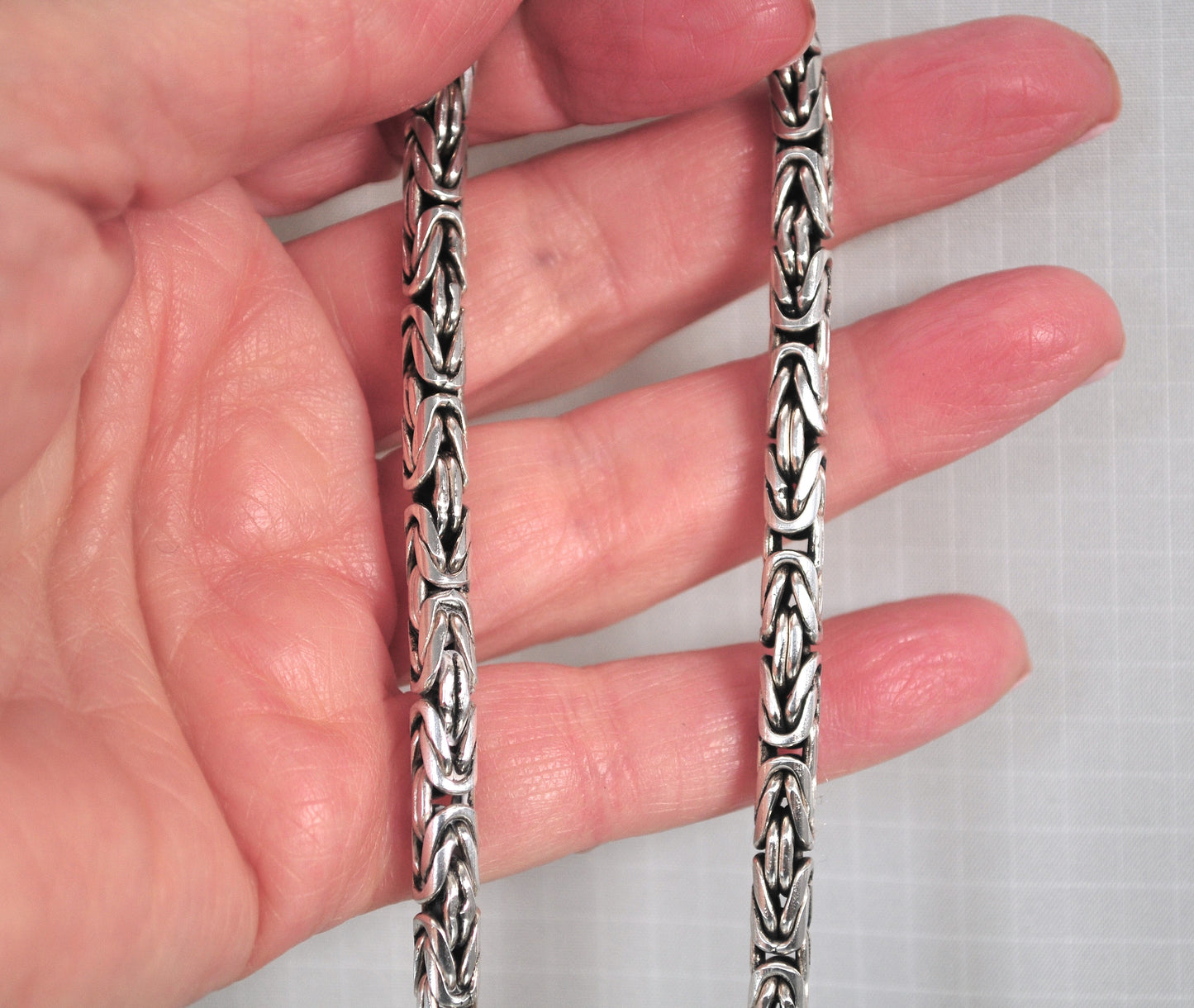 Heavy Sterling Silver Box Byzantine Choker Chain Necklace