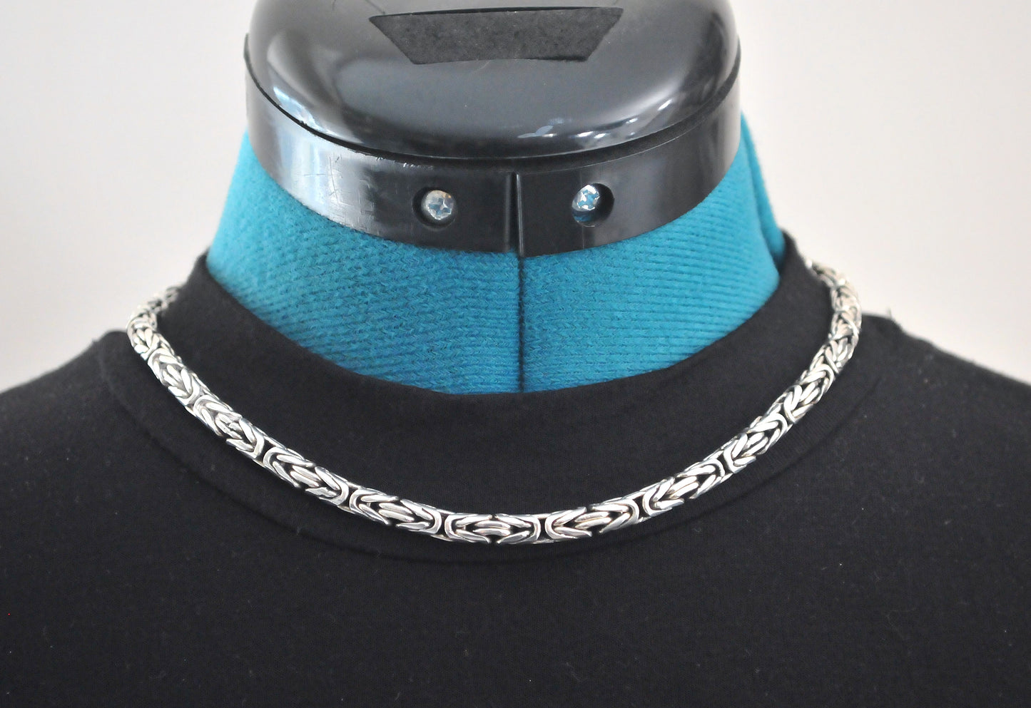 Heavy Sterling Silver Box Byzantine Choker Chain Necklace