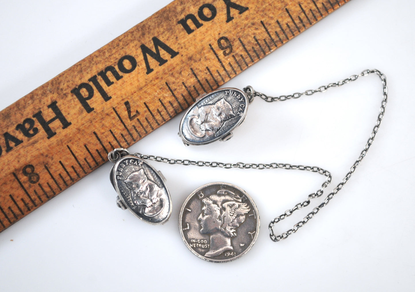 Vintage Sterling Silver Baby Bib Clips