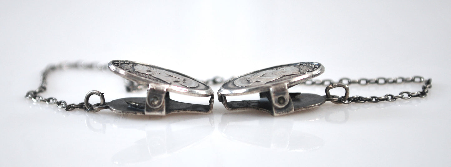 Vintage Sterling Silver Baby Bib Clips