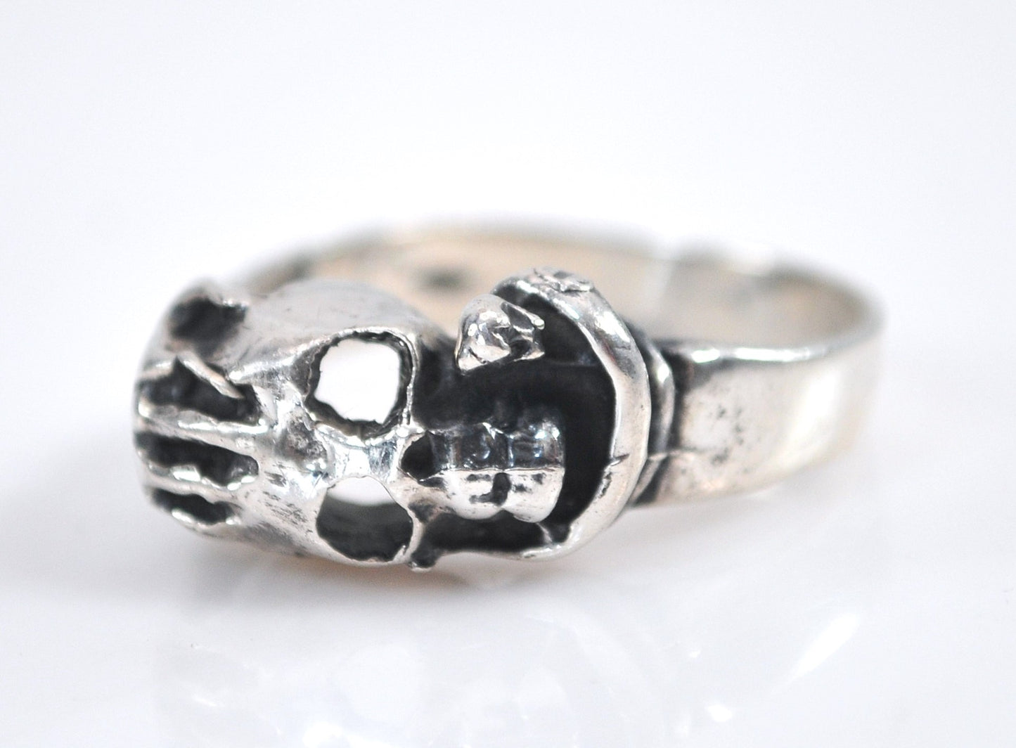 Sterling Silver Skull and Serpent Ring