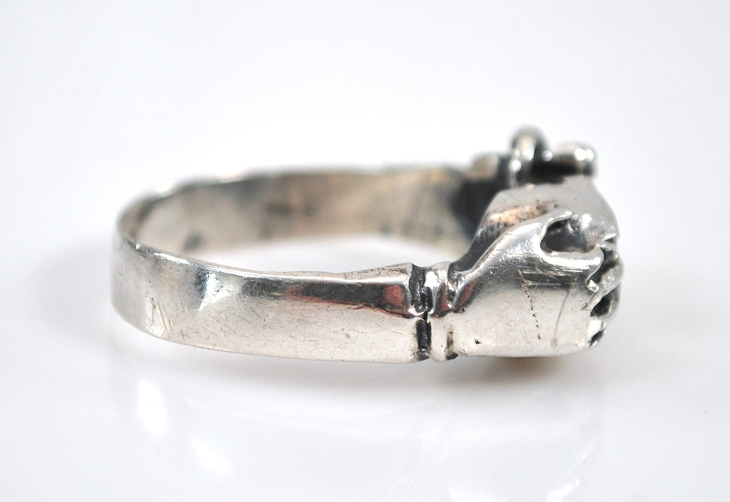 Sterling Silver Skull and Serpent Ring
