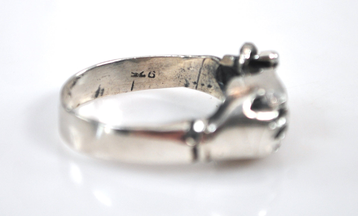 Sterling Silver Skull and Serpent Ring