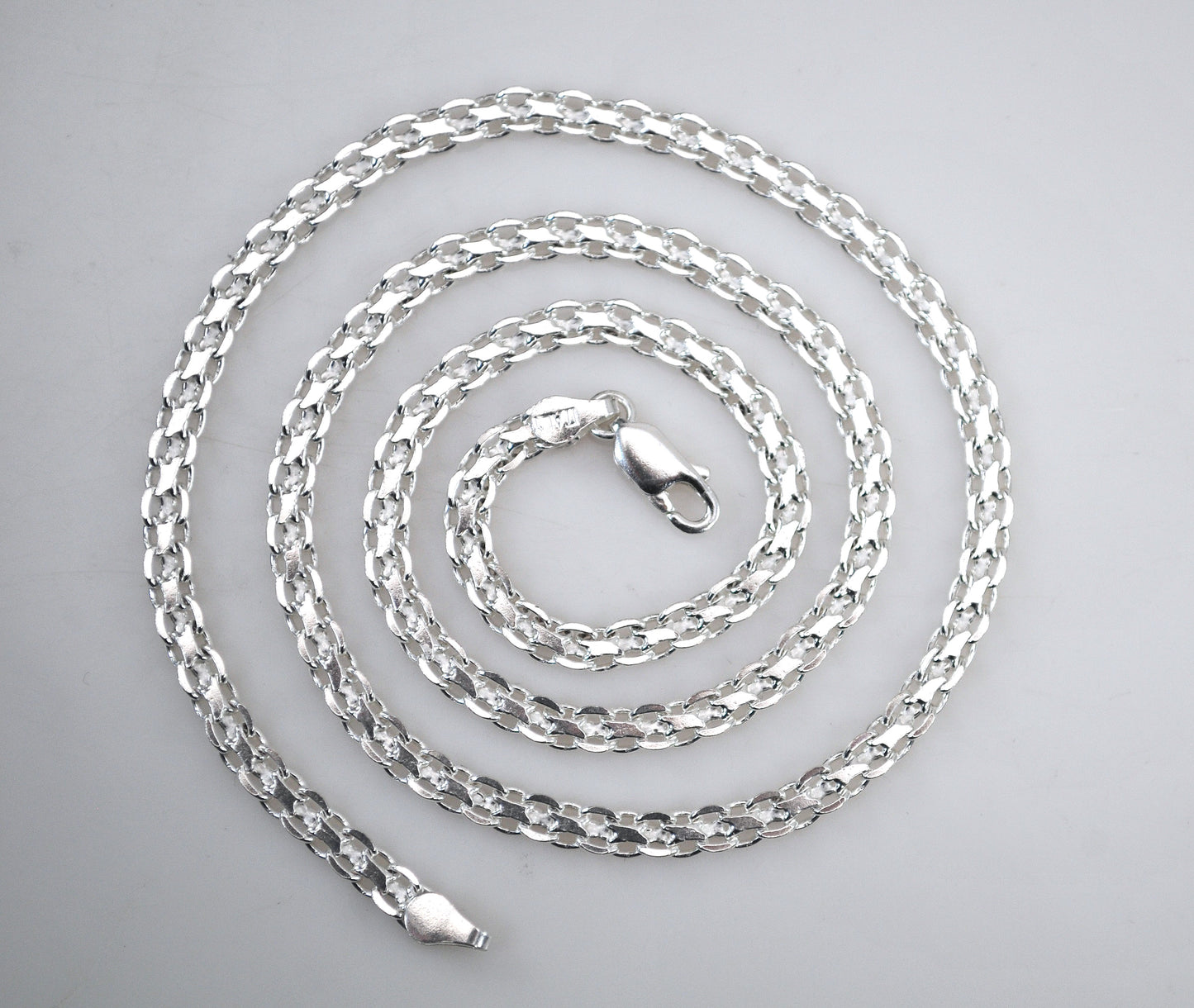 925 Sterling Silver 3.5mm Bismark Chain Necklace