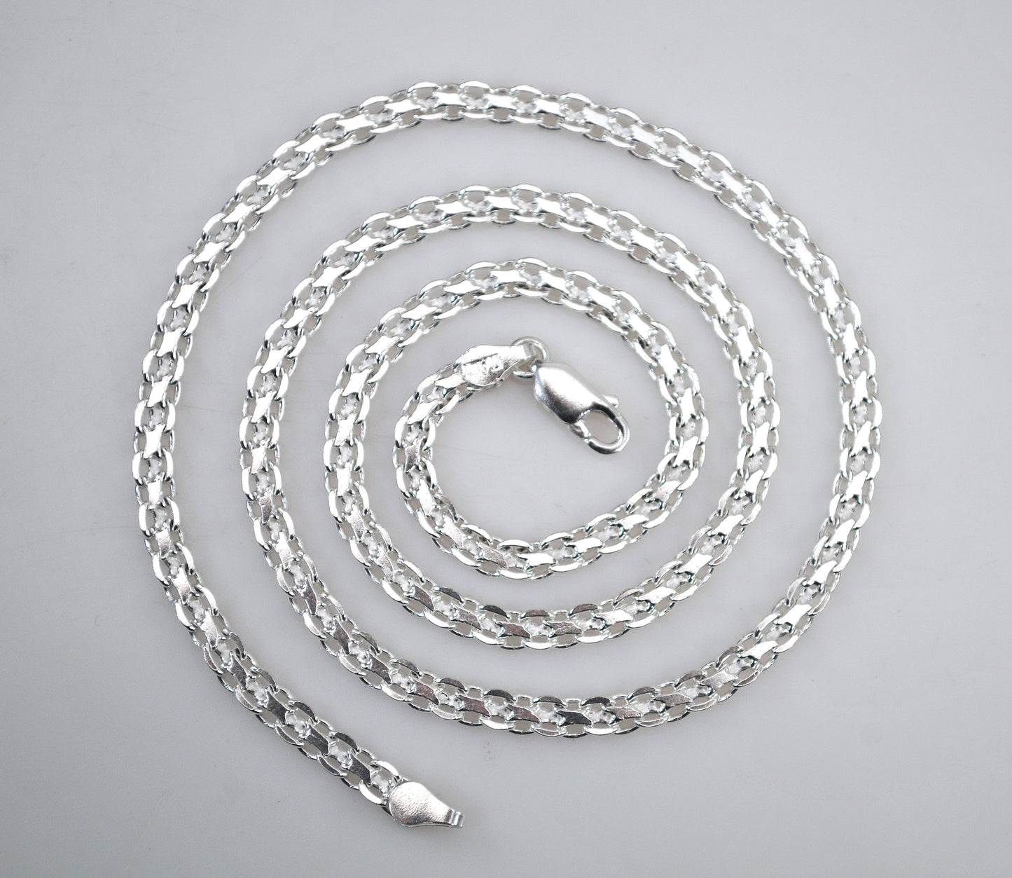 925 Sterling Silver 3.5mm Bismark Chain Necklace