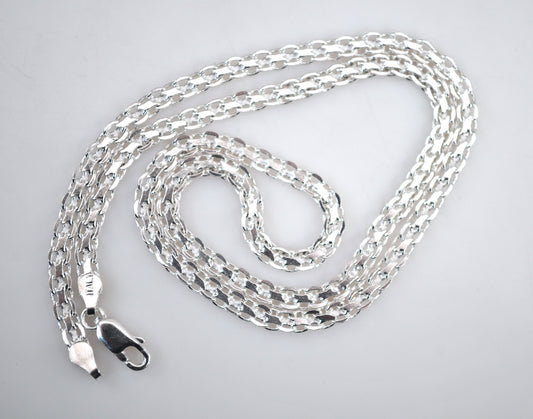 925 Sterling Silver 4mm Bismark Chain Necklace