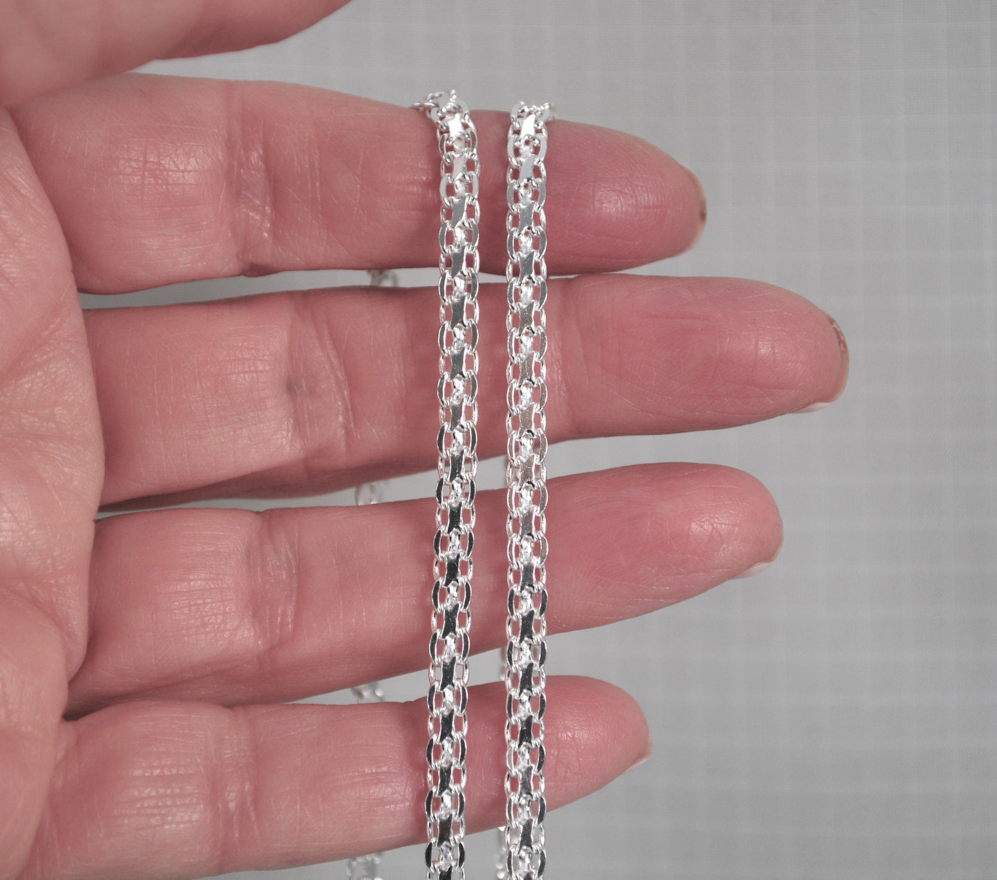 925 Sterling Silver 3.5mm Bismark Chain Necklace