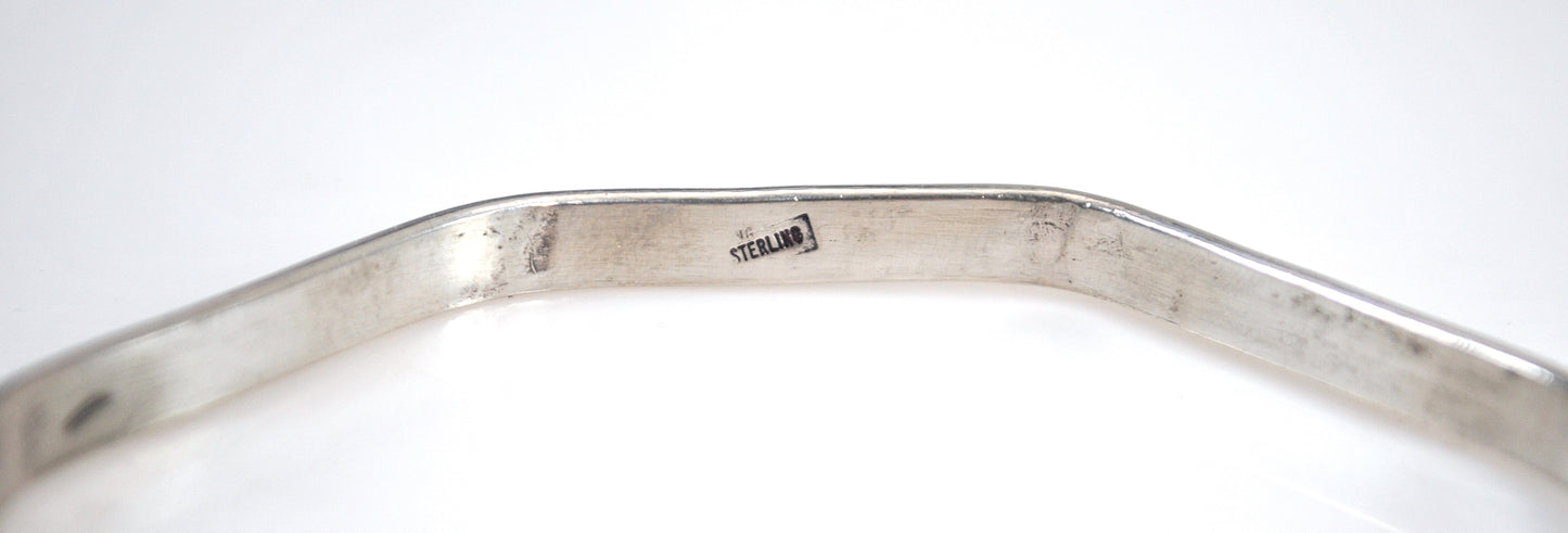 Vintage Octagonal Solid Sterling Silver Bangle Bracelet