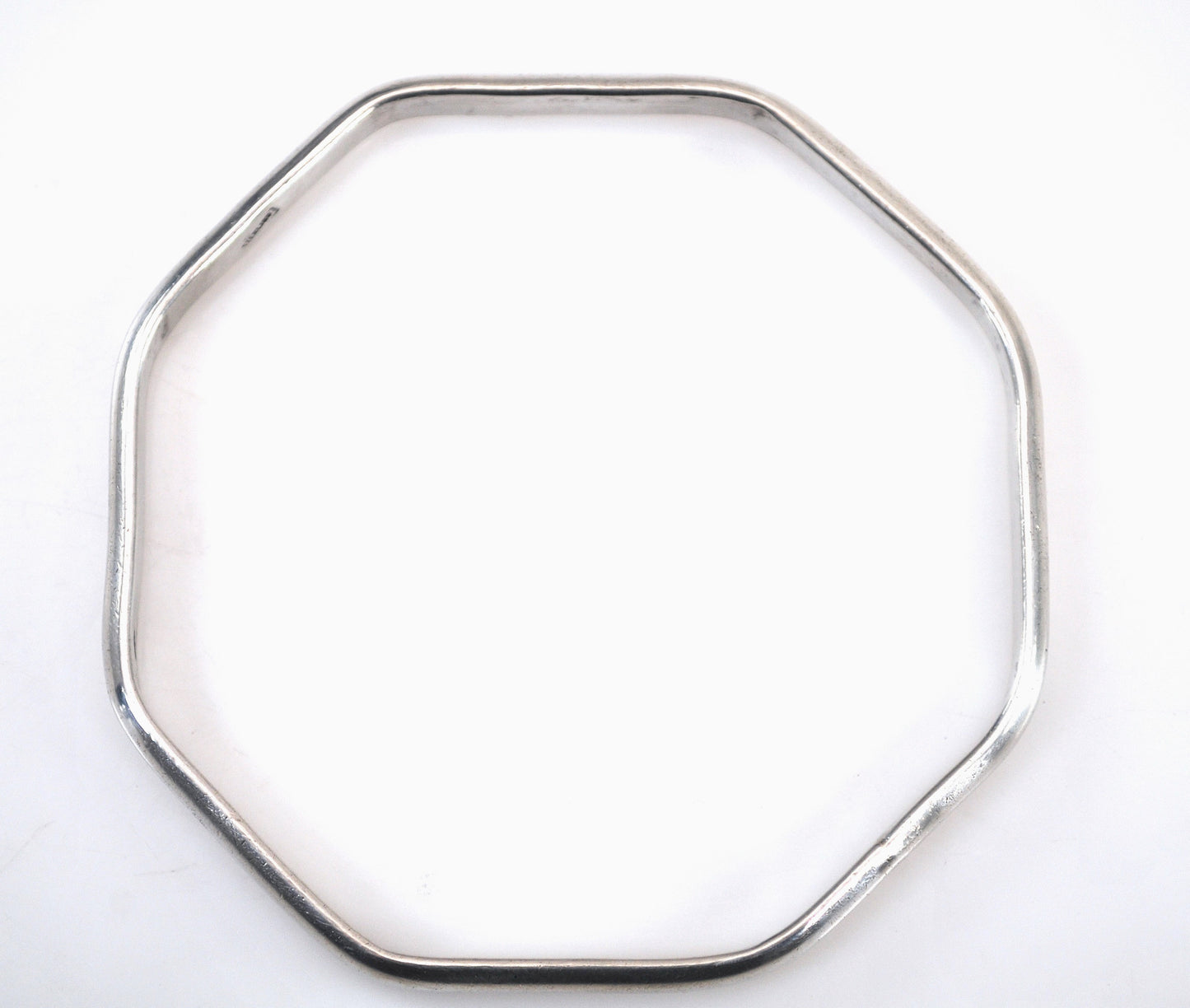 Vintage Octagonal Solid Sterling Silver Bangle Bracelet
