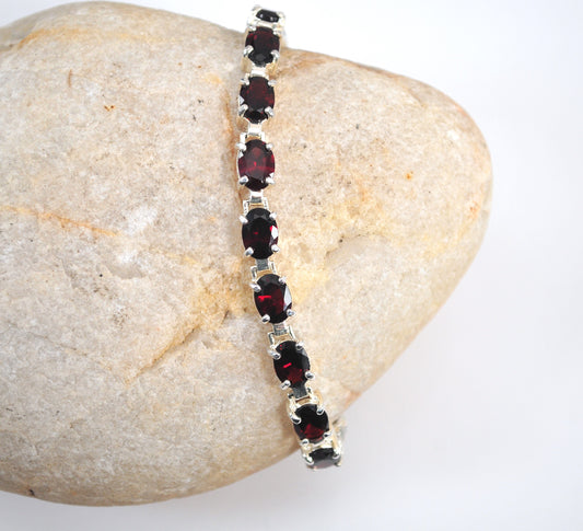 Sterling Silver Garnet Tennis Bracelet