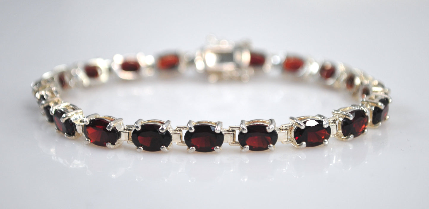Sterling Silver Garnet Tennis Bracelet