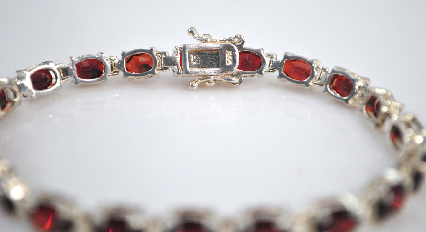 Sterling Silver Garnet Tennis Bracelet