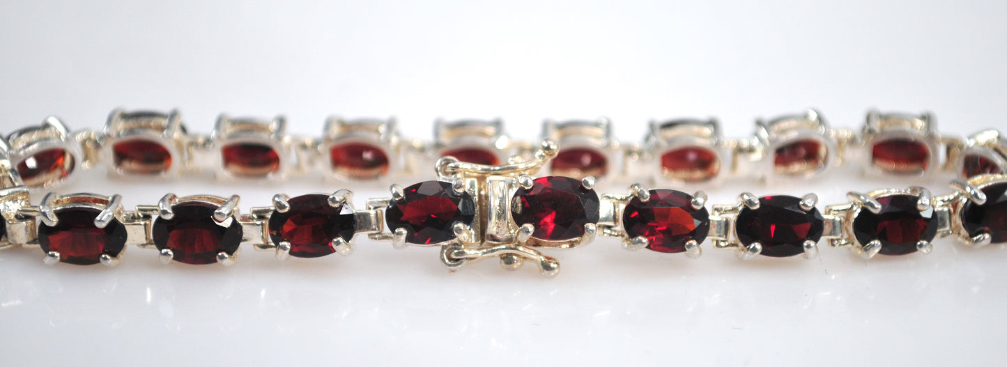 Sterling Silver Garnet Tennis Bracelet