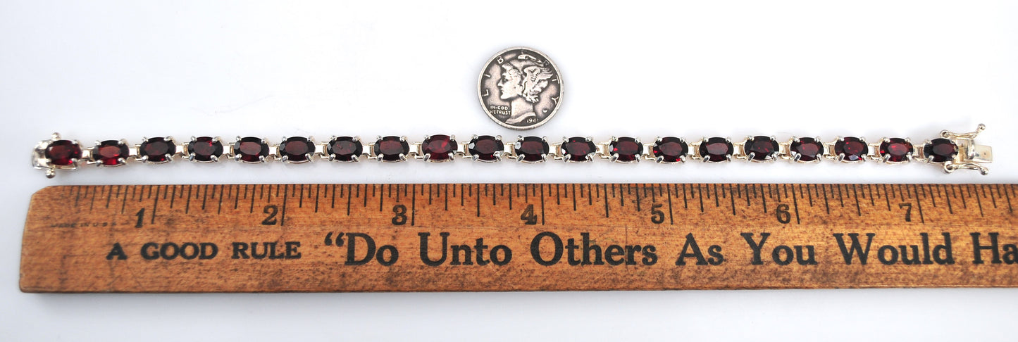 Sterling Silver Garnet Tennis Bracelet
