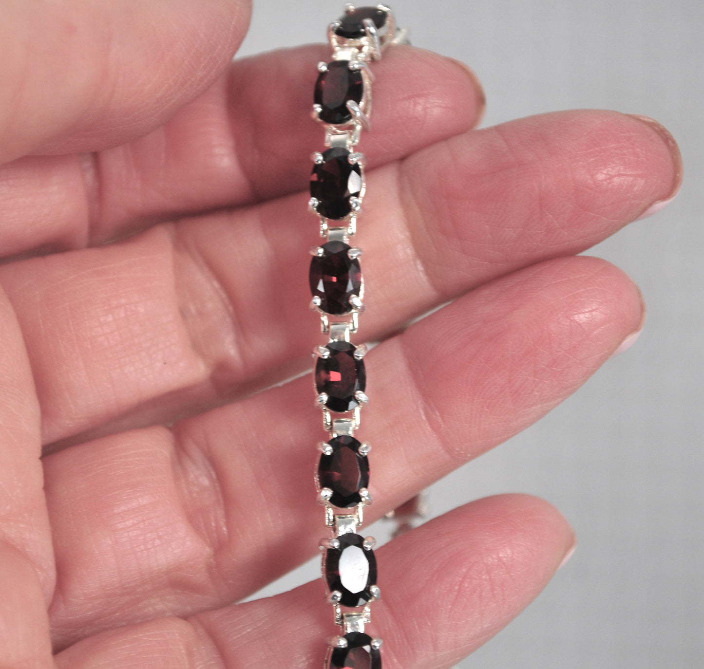 Sterling Silver Garnet Tennis Bracelet