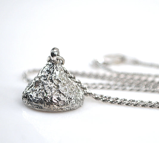Sterling Solid Silver Hershey's Kiss Pendant Necklace