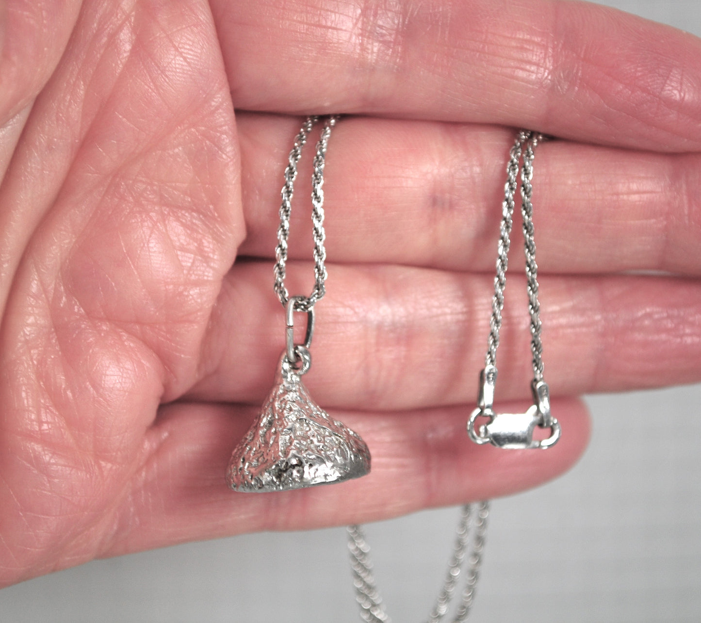 Sterling Solid Silver Hershey's Kiss Pendant Necklace